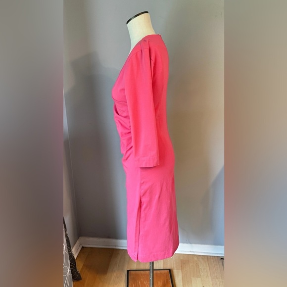 Soft Surroundings Petal Pink Coastal Hyannis Knit Midi Dress Side Ruching Size S - Picture 3 of 9